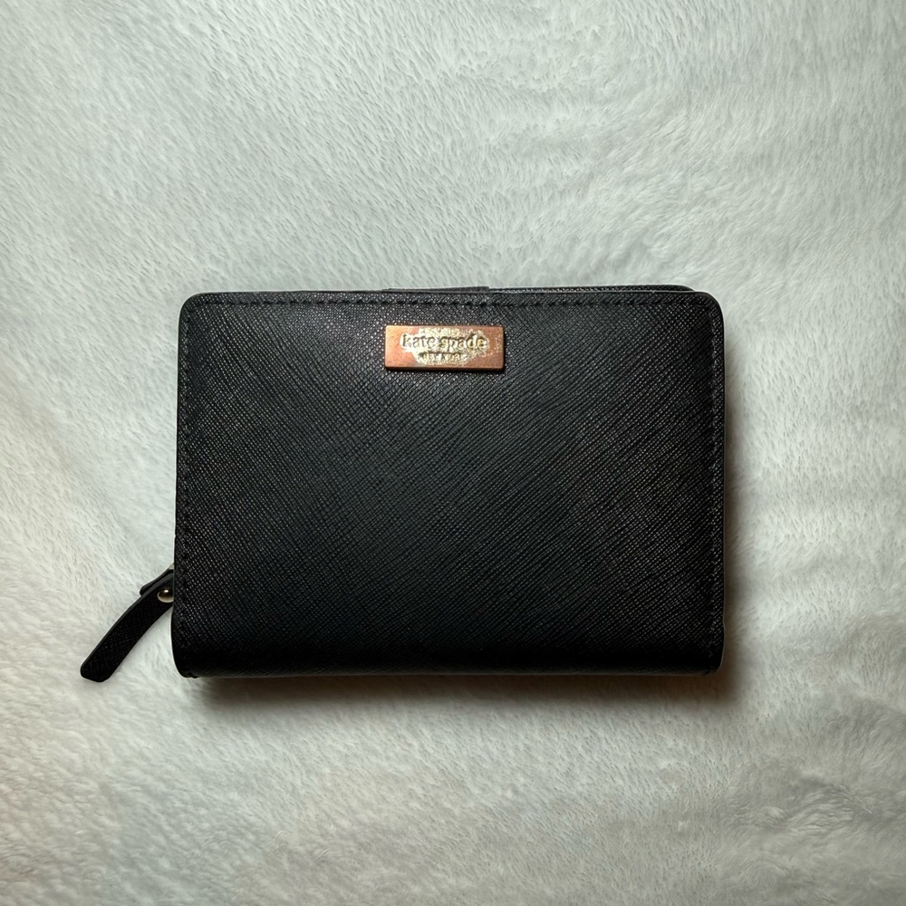 Kate Spade Black Zip Wallet with Gold Accent